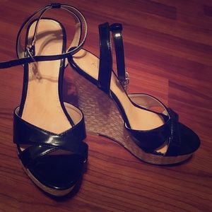Aldo Black Patent Wedges