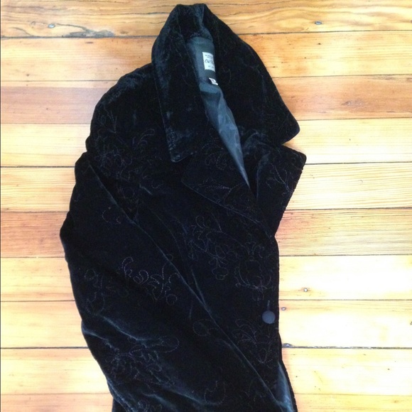 Velour embroidered blazer - Picture 2 of 2