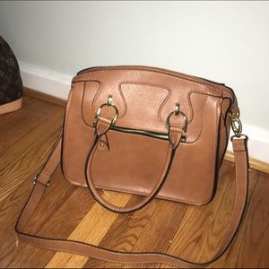London Fog Saddle Tan Leather Bag
