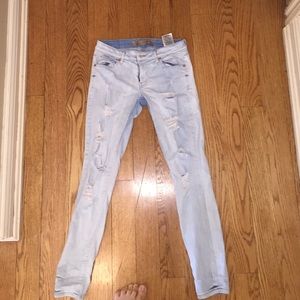 Power curvy mid skinny light blue denim jeans