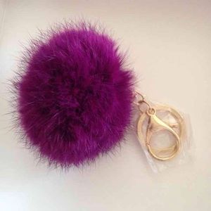 Purple faux Pom Pom keychain