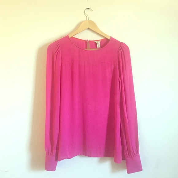 Jcrew hot pink silk blouse