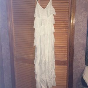 White Ruffled maxi dress
