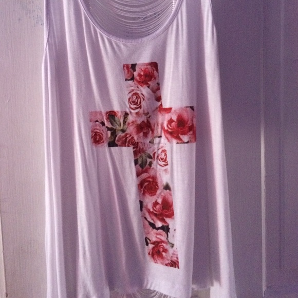 Floral cross fringe tank!