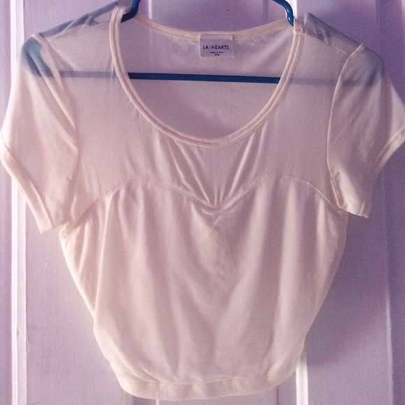 Cream mesh crop top