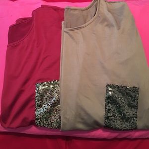 (2) Sequin pocket tees