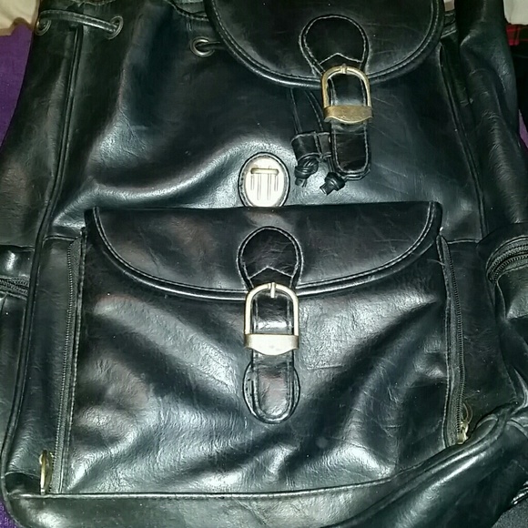 Large leather edgy backpack