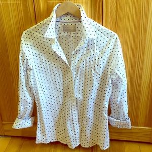 BR l/s Soft Wash Shirt White w Blue Polkadots.