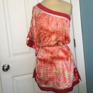 Off the shoulder mini dress.