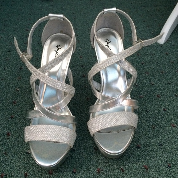 Silver strappy heels