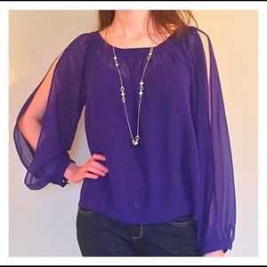 NWOT Beautiful Wilster dark purple shiffon blouse