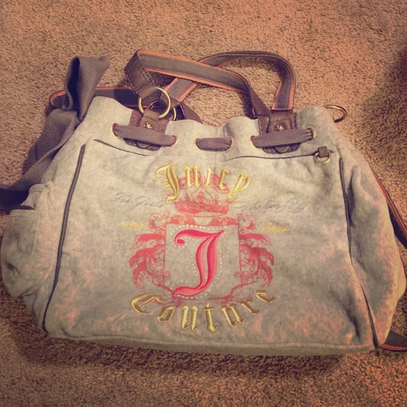 Juicy Couture gray velour satchel, authentic