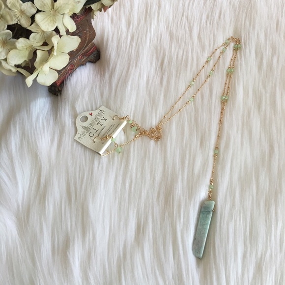 Jewelry - Stone Pendant Long Necklace Set