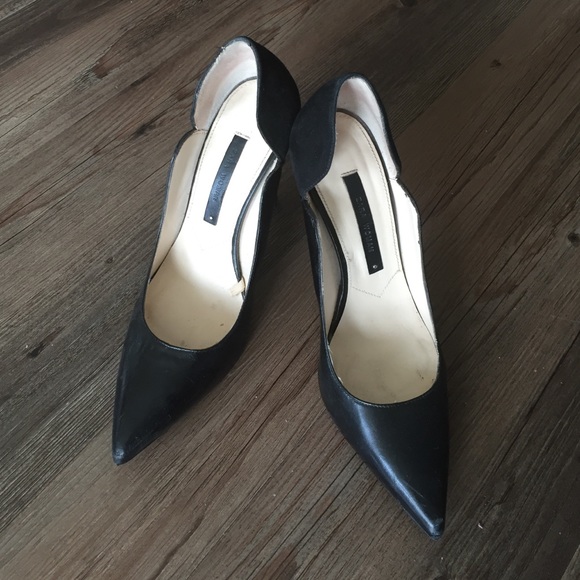 Zara mixed texture Genuine leather + suede heels - Picture 1 of 4