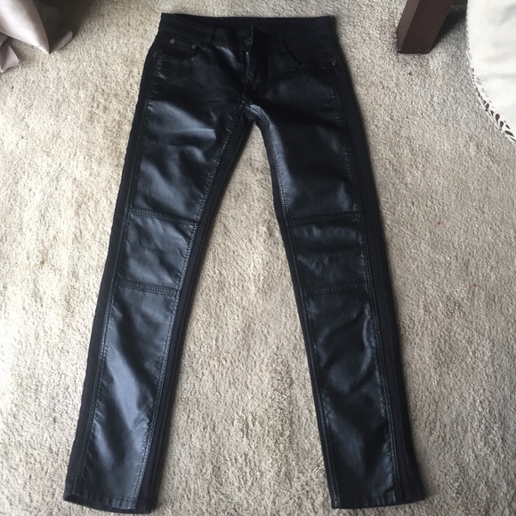 Black, pleather pants size 32