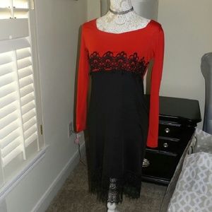 Red black lace designed on waist and bottom