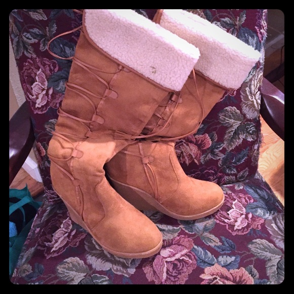 Charlotte russe suede wedge boots