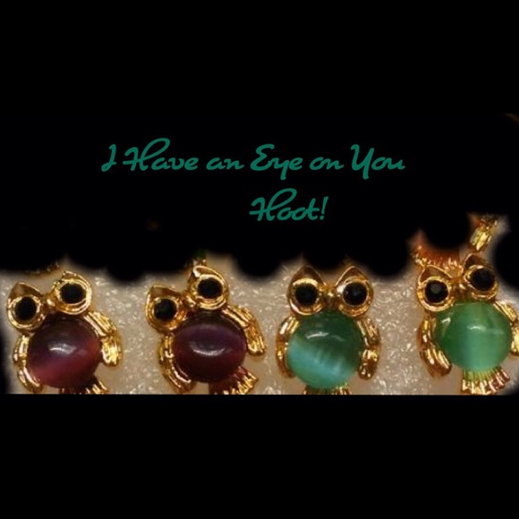 Good luck owl cabochon earrings. Variety colors