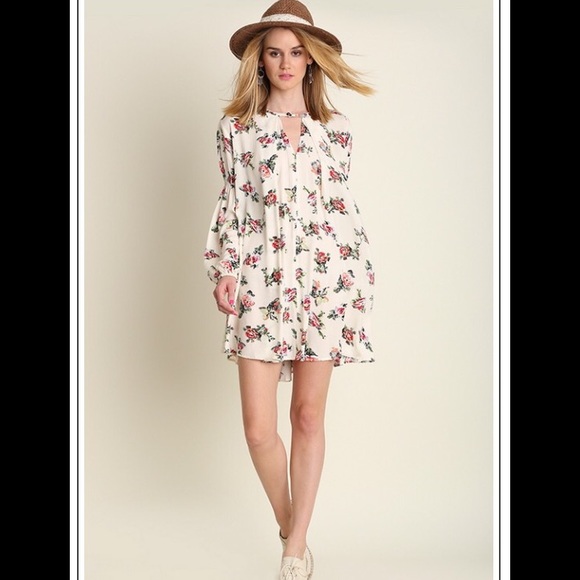 Maxi Floral Tunic Mock Turtleneck Cape Dress NWT - Picture 2 of 3