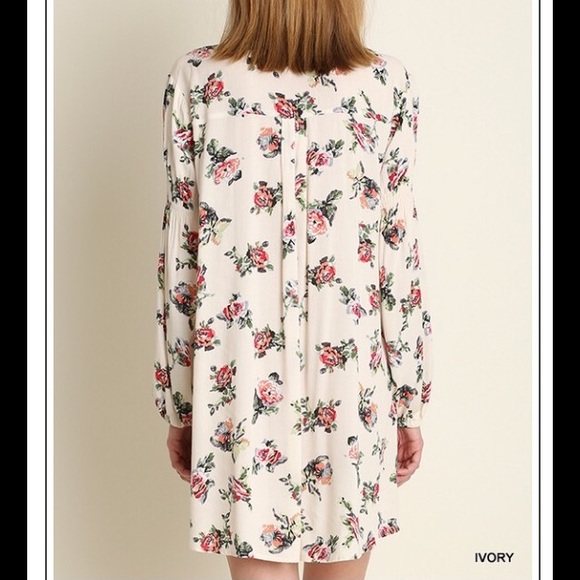 Maxi Floral Tunic Mock Turtleneck Cape Dress NWT - Picture 3 of 3