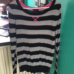 gray and white striped sweater