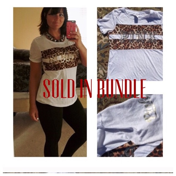 SoldVictoria secret leopard print shirt with bling