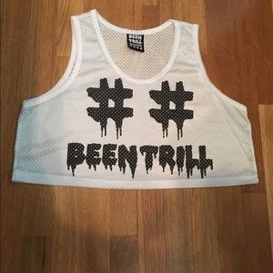 Crop jersey mesh top