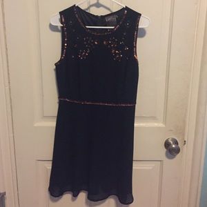Navy dress with sequin detailing
