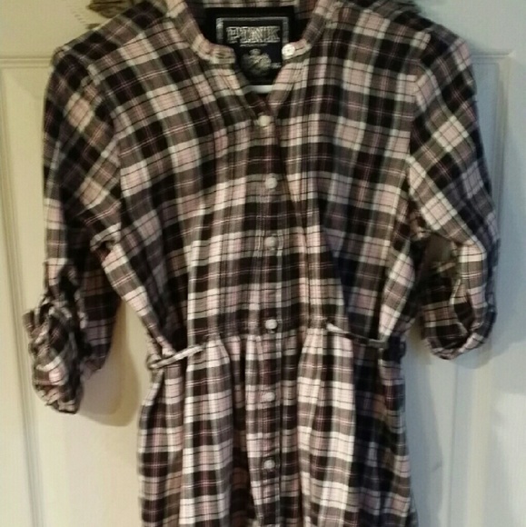 VS Pink medium button down plaid dress
