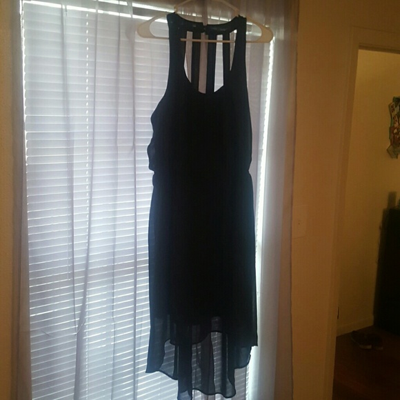 Caged back black high low dress - Picture 1 of 2