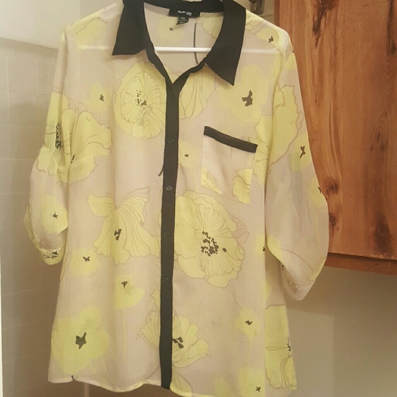 Cute spring sheer button down top