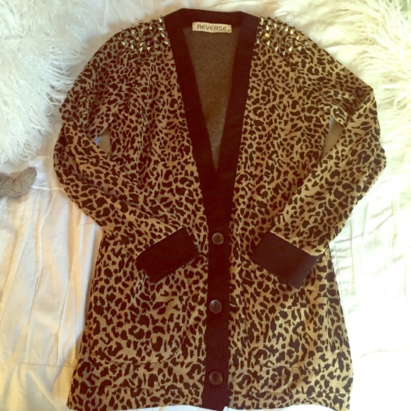 Studded Leopard Cardigan