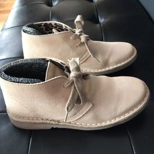 ALDO tan/cream suede lace up ankle boots.