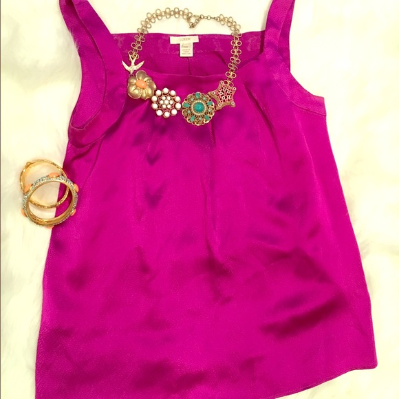 J. Crew Tops - J.Crew Top 100% Silk Fuchsia Tank Blouse Size 2