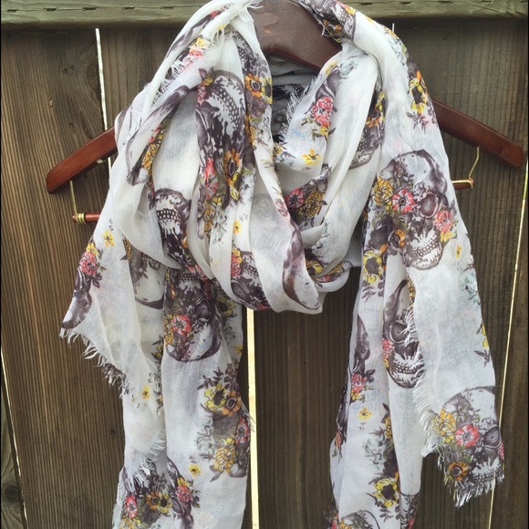 Indie floral and skull scarf