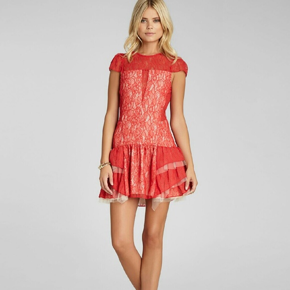 cerise lace dress