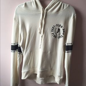 Pink brand white hooded sweatshirt
