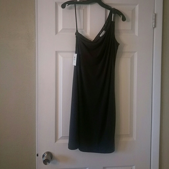 Charcoal gray one shoulder dress