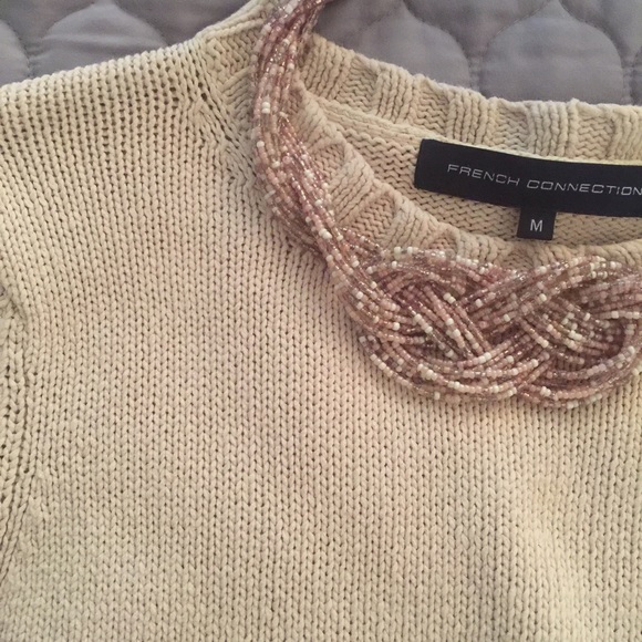 French connection beige 3/4 length sweater top