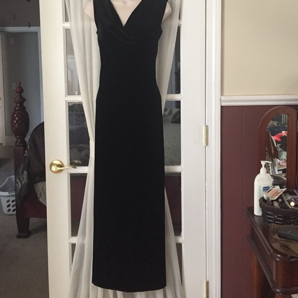 Black velvet evening dress