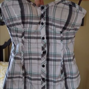Ladies Plaid Strapless Guess Top