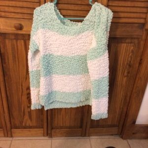 Soft fluffy striped sweater