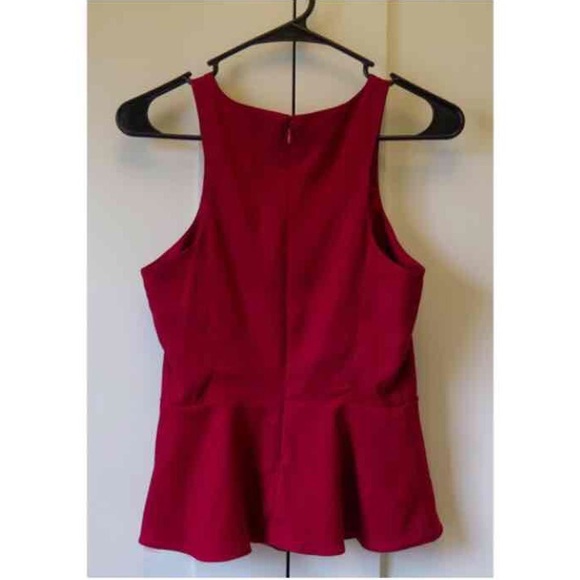 💐🌸🌺 SOLD - Express Crimson Red High Neck Peplum - Picture 2 of 3