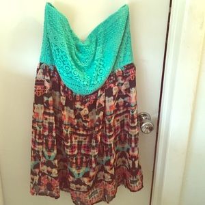 Multi colored strapless dress