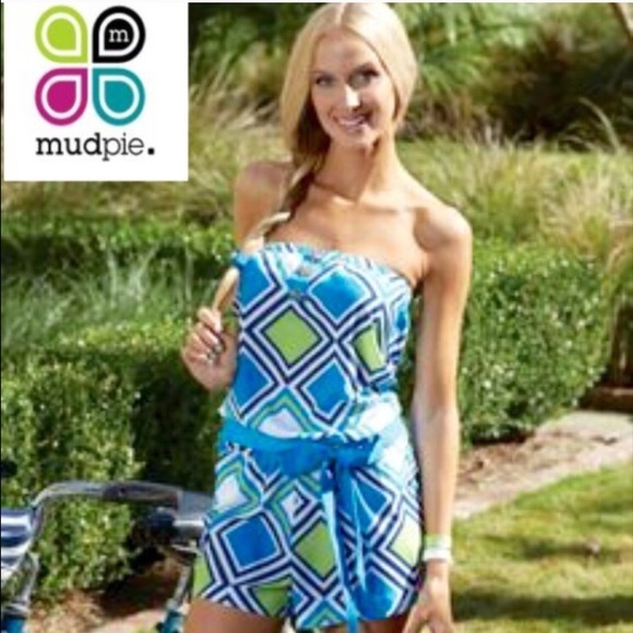 NWT• Mud Pie• Rowen Romper• Blue Diamond