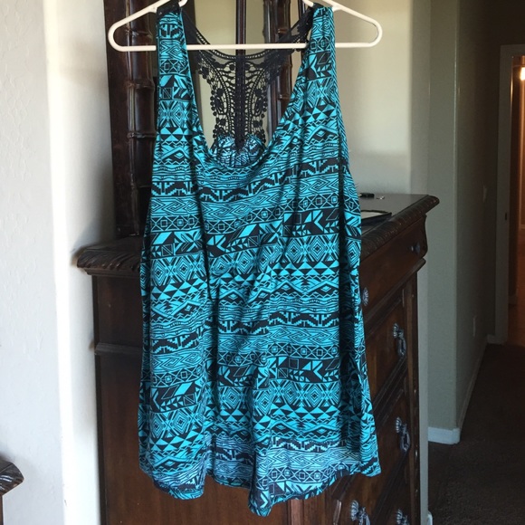 Laced racer back high low tank