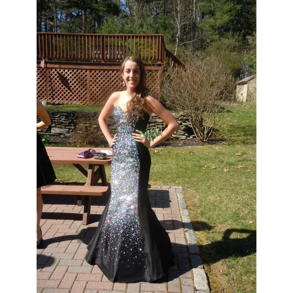 Black jeweled prom dress