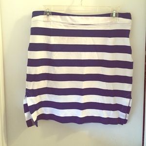 Blue and white striped skirt