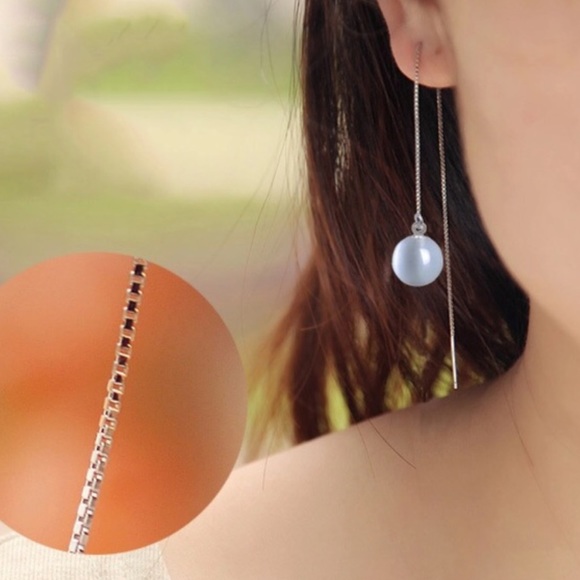 925 sterling silver & white jade earrings