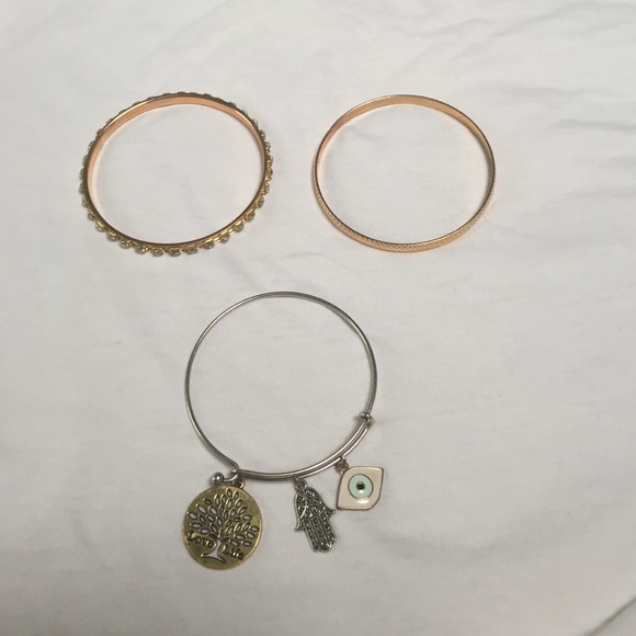 2 bangle and 1 clasp bracelet
